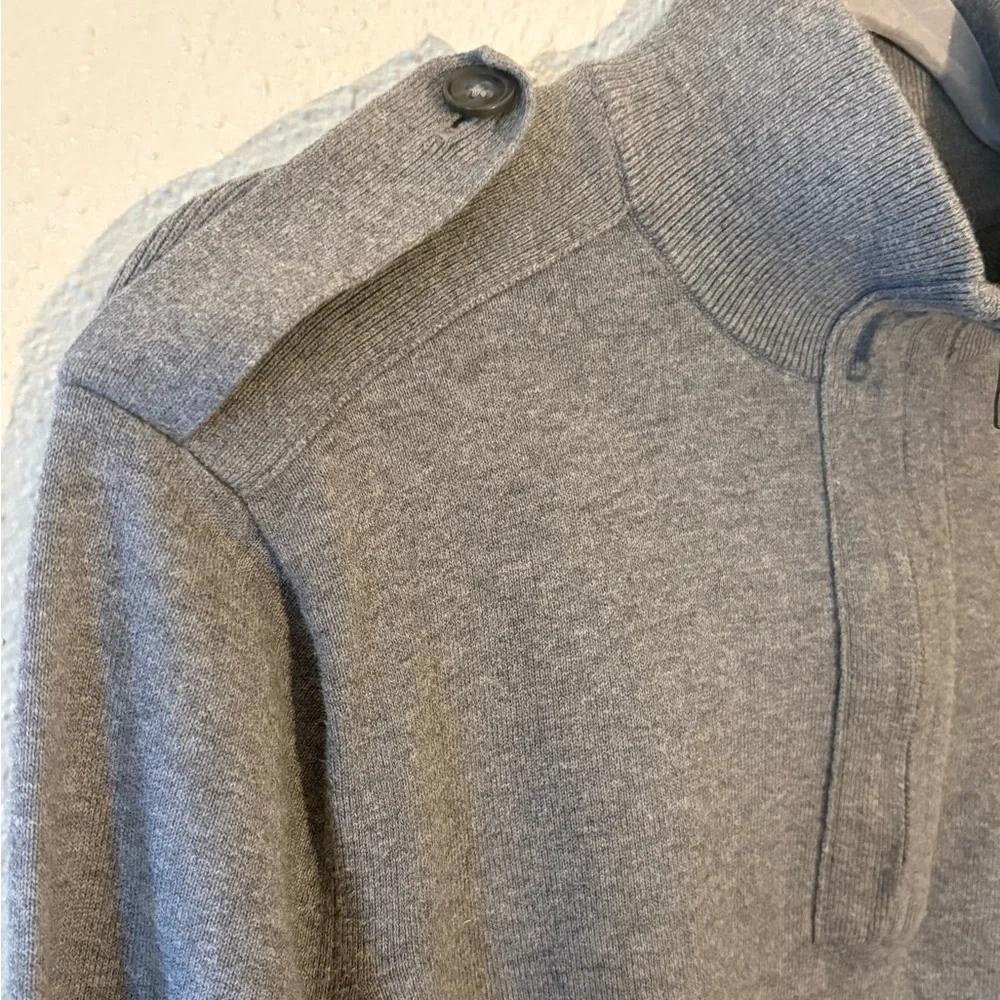 Preppy Banana Republic Mock Neck 1/4 Zip Cotton Sweater Men's Large Gray